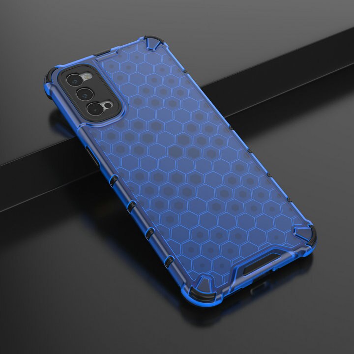 Case OPPO Reno 4 Pro 5G #เคสฝาหลังกันกระแทก Honeycomb Shock Absorber TPU + PC + Silicone Hybrid