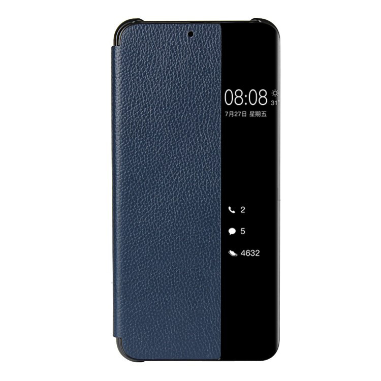 Case Huawei P20 Pro #เคสฝาพับแบบสมาร์ทมีช่องวิวแนวยาวด้านข้าง Smart View Window Cowhide Leather เคสคุณภาพดีราคาถูก