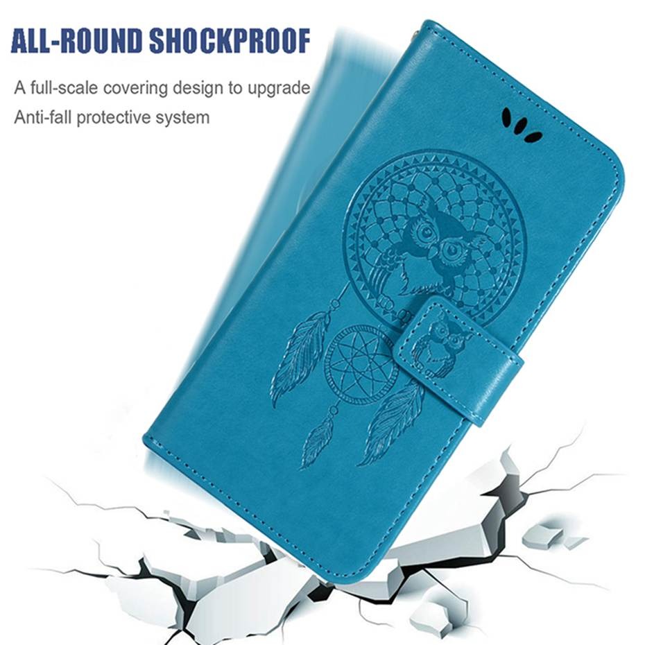 เคส Samsung Galaxy S20 #เคสฝาพับแบบกระเป๋าสตางค์ฝาพับหนัง PU ลายนกฮูก Imprint Owl Dream Catcher PU Leather