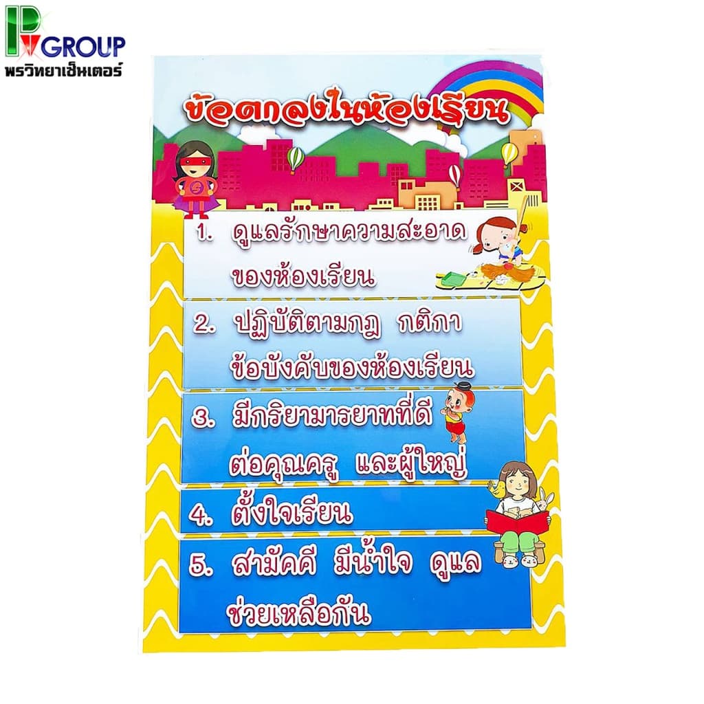 ฟิวเจอร์บอร์ด สื่อการเรียนการสอน ข้อตกลงในห้องเนรียน ขนาดA3
