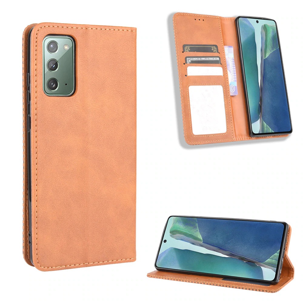 เคส Samsung Galaxy S20+ #เคสฝาพับปกหนังสไตล์วินเทจดูดซับอัตโนมัติแบบกระเป๋าสตางค์