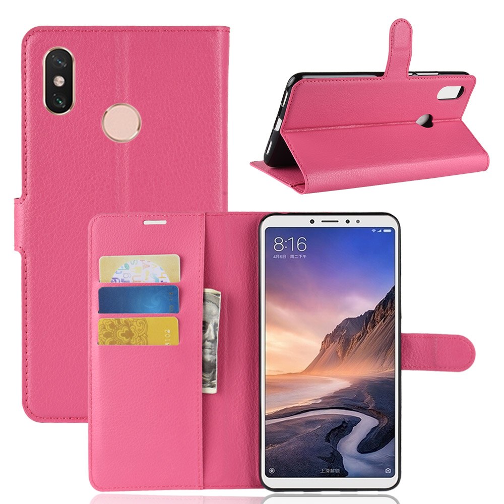 Case Xiaomi Mi Max 3 #เคสฝาพับสไตล์กระเป๋าสตางค์หนัง PU ผิวลิ้นจี่ Litchi Skin Wallet Leather