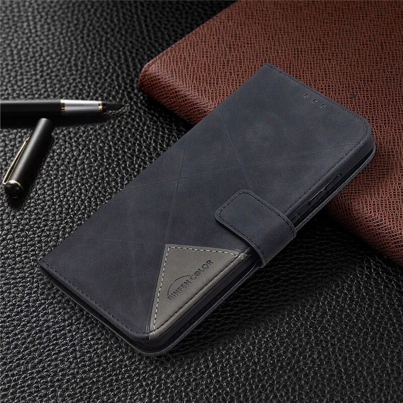 เคส Samsung Galaxy A13 4G #เคสฝาพับหนัง PU มีช่องเสียบ ID บัตรอื่นๆในตัว Geometric Pattern Leather Card Holder Protective
