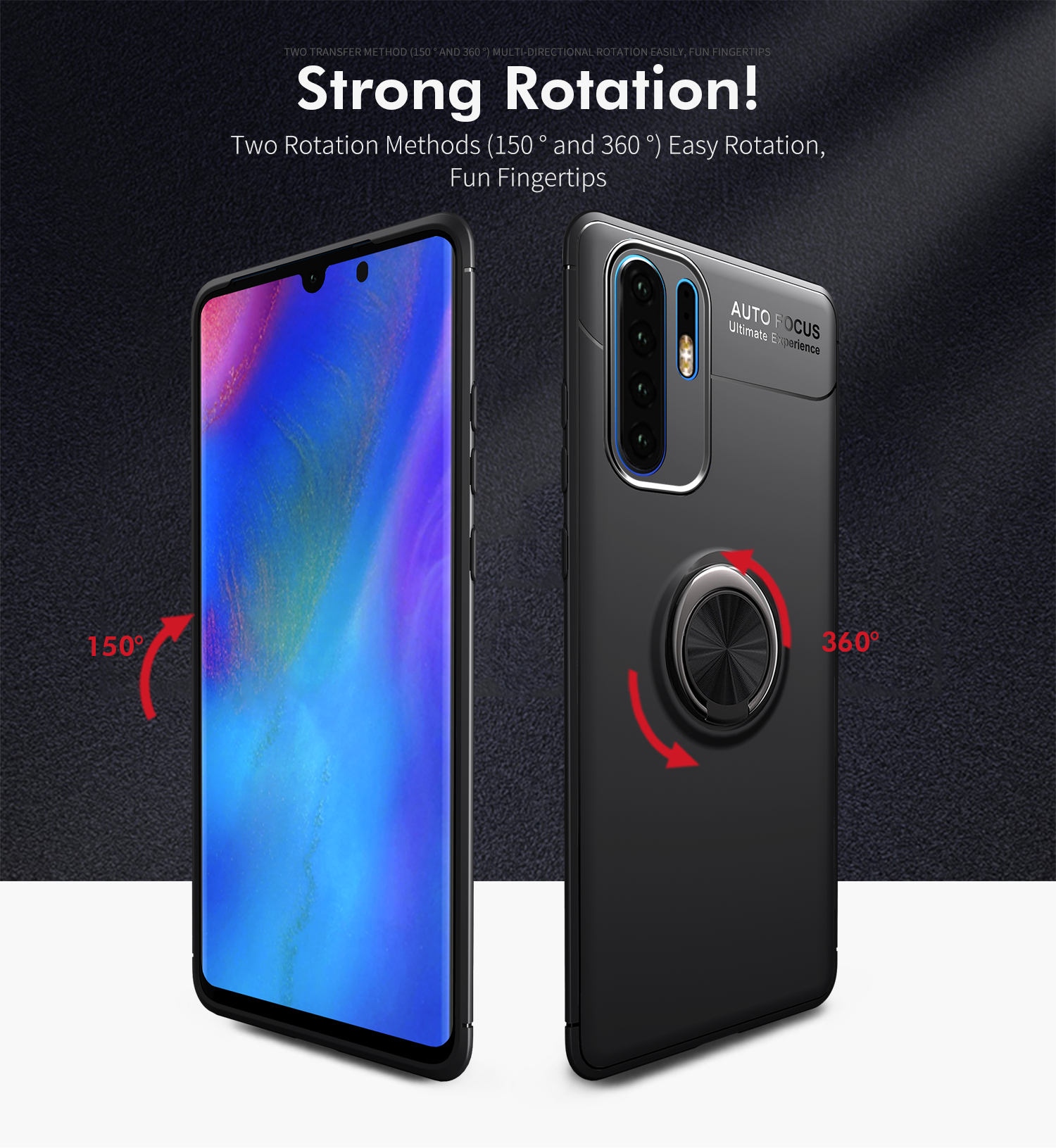 Case Huawei P30 Pro #เคสฝาหลัง Metal Ring Bracket TPU (แผ่นโลหะแบบ Built-in)