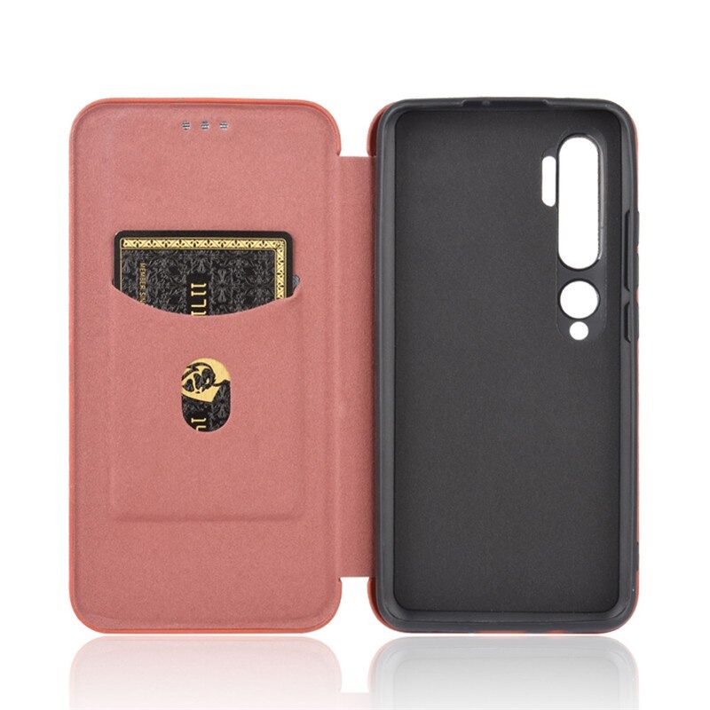 เคส Xiaomi Mi Note 10 Pro #เคสฝาพับลายคาร์บอนไฟเบอร์มีช่องใส่การ์ด Carbon Fiber Wallet Card Slot Magnet Stand Phone Cover