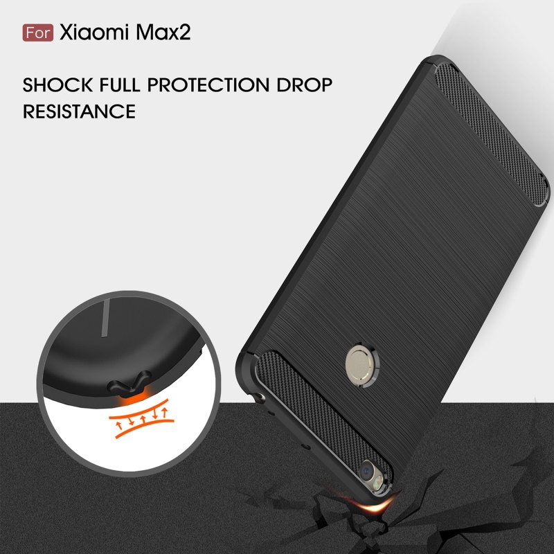 เคส Xiaomi Mi Max 2 #เคสตกแต่งคาร์บอนไฟเบอร์ ผิวขัดแปรง Brushered TPU Back Case