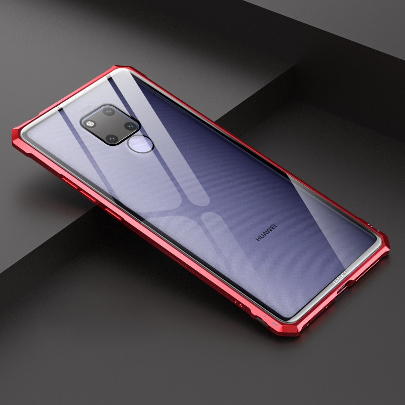 Case Huawei Mate 20 X #เคสกรอบโลหะแผ่นหลังกระจกนิรภัยแข็ง Metal Frame + Glass Back Hard Cove
