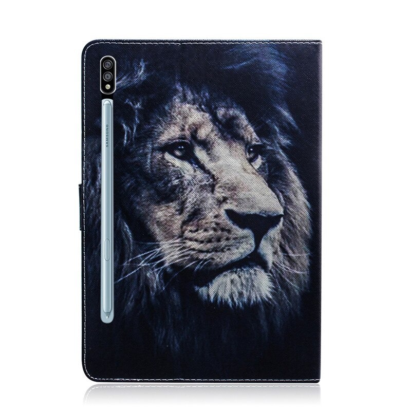 เคส Samsung Galaxy Tab S7 SM-T870 SM-T875 #เคสแบบฝาพับพิมพ์ลายหนัง PU + TPU สไตล์กระเป๋าสตางค์