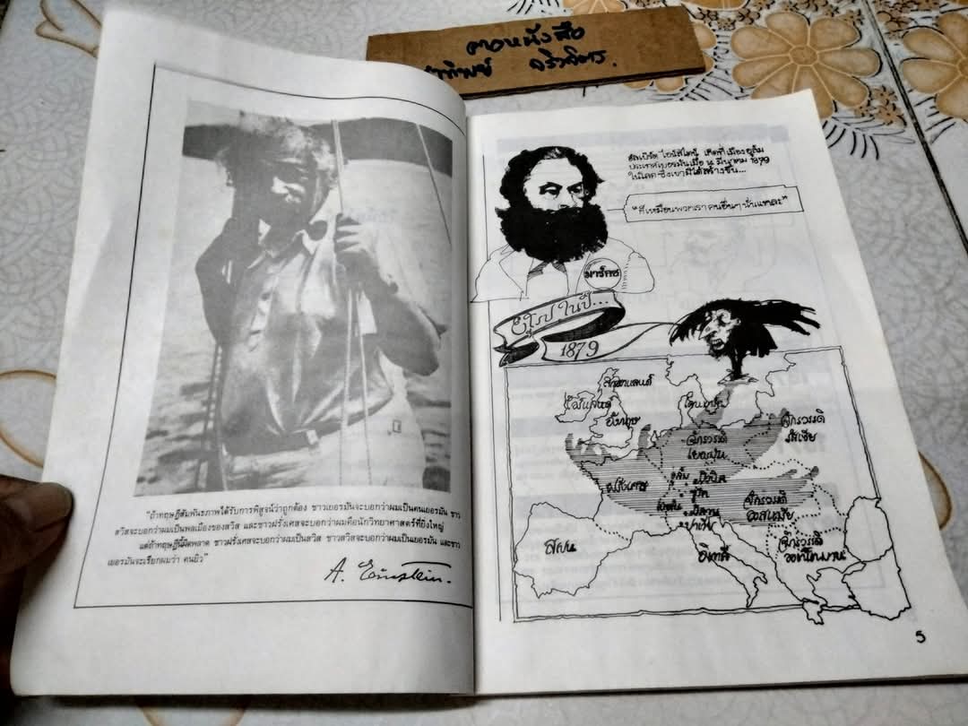 ไอน์สไตน์ฉบับการ์ตูน (Einstein For Beginners) ผลงานของ โจเซฟ ชวร์าซ วาดภาพโดย ไมเคิล แมคกินเนส