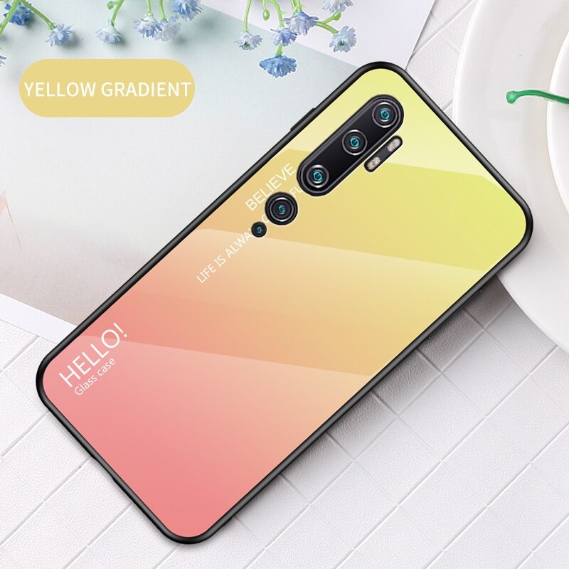 Case Xiaomi Mi Note 10 Pro #เคสฝาหลัง Gradient Color Glass + PC + TPU Hybrid Case