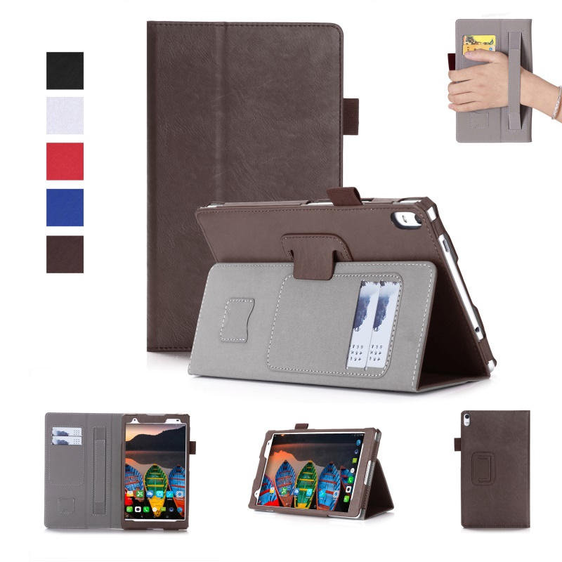 เคส Lenovo Tab 4 8 Plus #เคสฝาพับ Folio Leather Stand Case พับตั้งได้มีช่องใส่การ์ดสวยงามทันสมัย