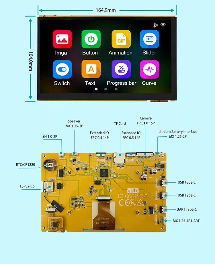 ESP32-P4 บอร์ดพัฒนาหน้าจอสัมผัสแบบ Capacitive ขนาด 7 นิ้ว - PSRAM 32MB