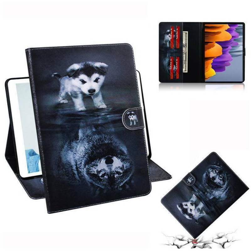 Case Samsung Galaxy Tab S7 SM-T870 SM-T875 #เคสแบบฝาพับพิมพ์ลายหนัง PU + TPU สไตล์กระเป๋าสตางค์