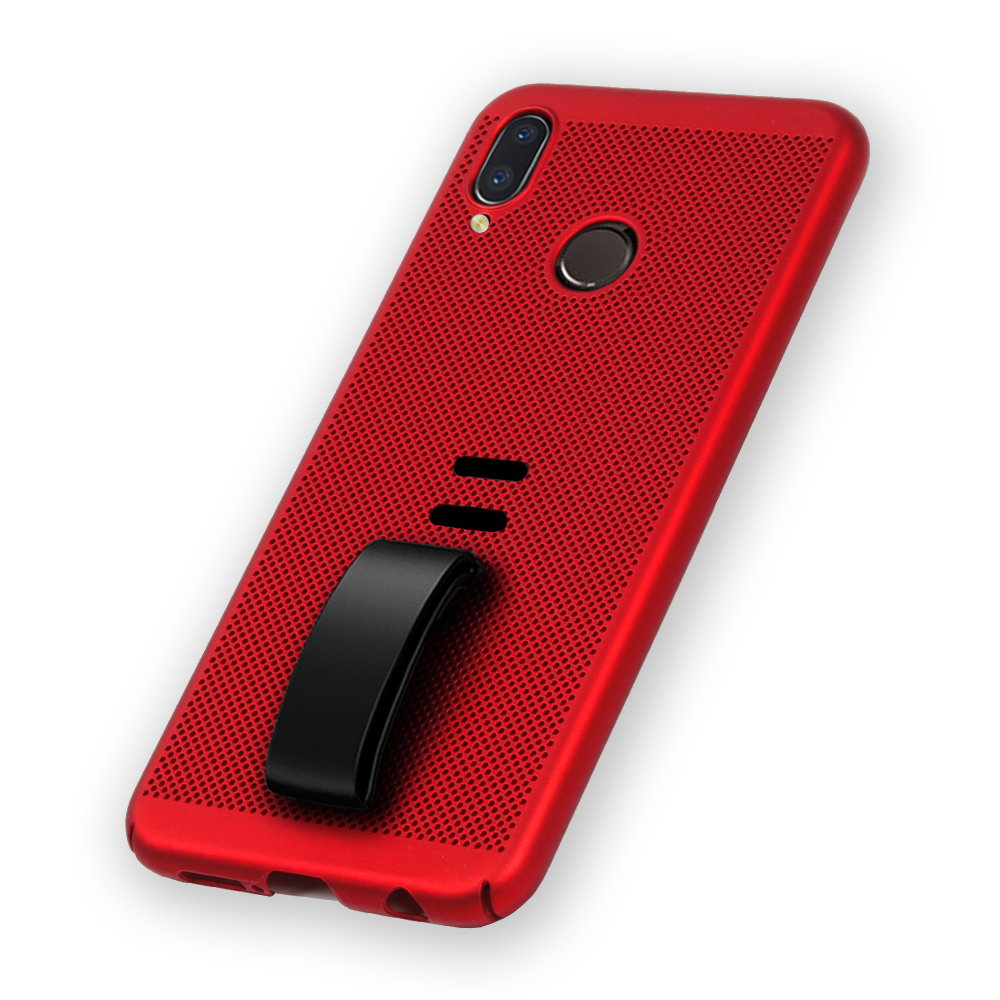 Case Huawei P20 Lite / Nova 3e #เคสฝาหลัง Silicone ออกแบบมีที่สวมนิ้วรูตะแกรง Finger Grip Holder Silicone