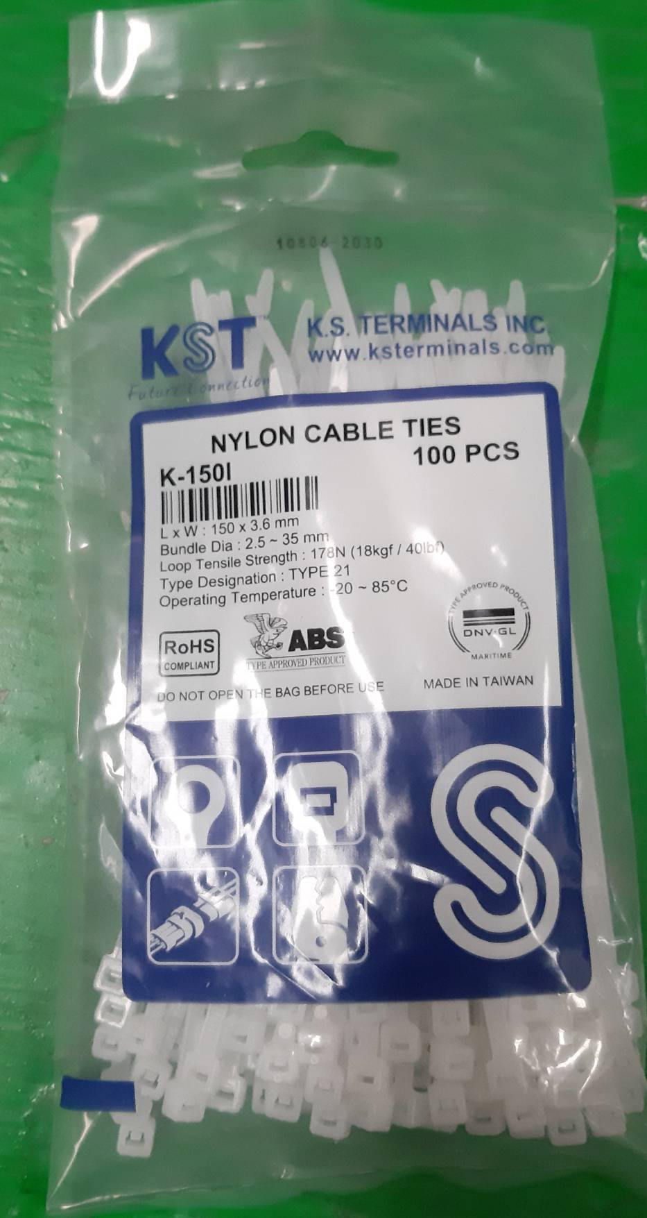 เคเบิ้ลไทร์ยี่ห้อKST 6 นิ้ว ขาว 150mm x 3.6mm