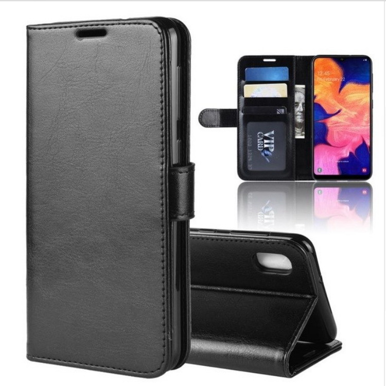 เคส Samsung Galaxy A10 #เคสฝาพับหนัง PU ผิวหนังม้าสไตล์กระเป๋าสตางค์
