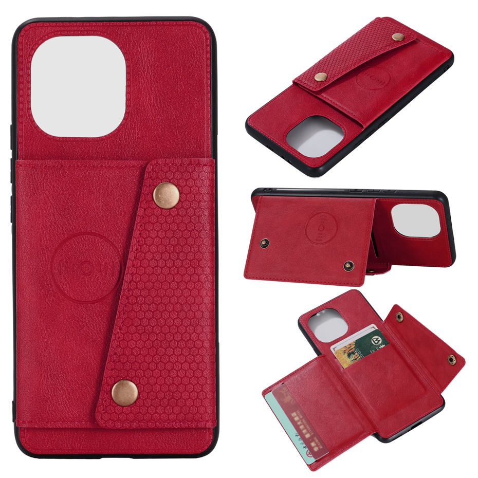 เคส Xiaomi Mi 11 #เคสแบบฝาหลัง TPU เคลือบหนัง PU มีแผ่นโลหะช่องเก็บบัตร PU Leather Coated TPU Card Holder Magnetic Kickstand