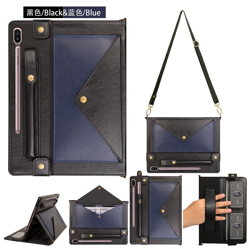 Case Samsung Galaxy Tab S6 SM-T860 SM-T865 #เคสฝาพับหนัง PU รูปแบบซองจดหมายสีประกบมีที่เก็บปากกาและสวมนิ้ว Color Splicing Envelop Style Wallet Leather Case with Pen Pouch