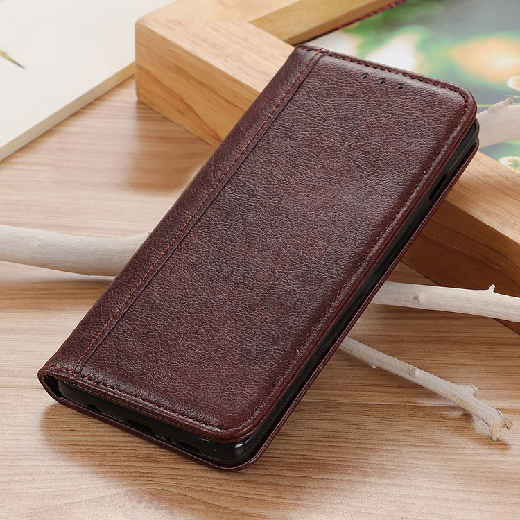 Case Realme 5 Pro #เคสฝาพับหนังแยกผิวลิ้นจี่ ปิดแม่เหล็กดูดซับอัตโนมัติ
