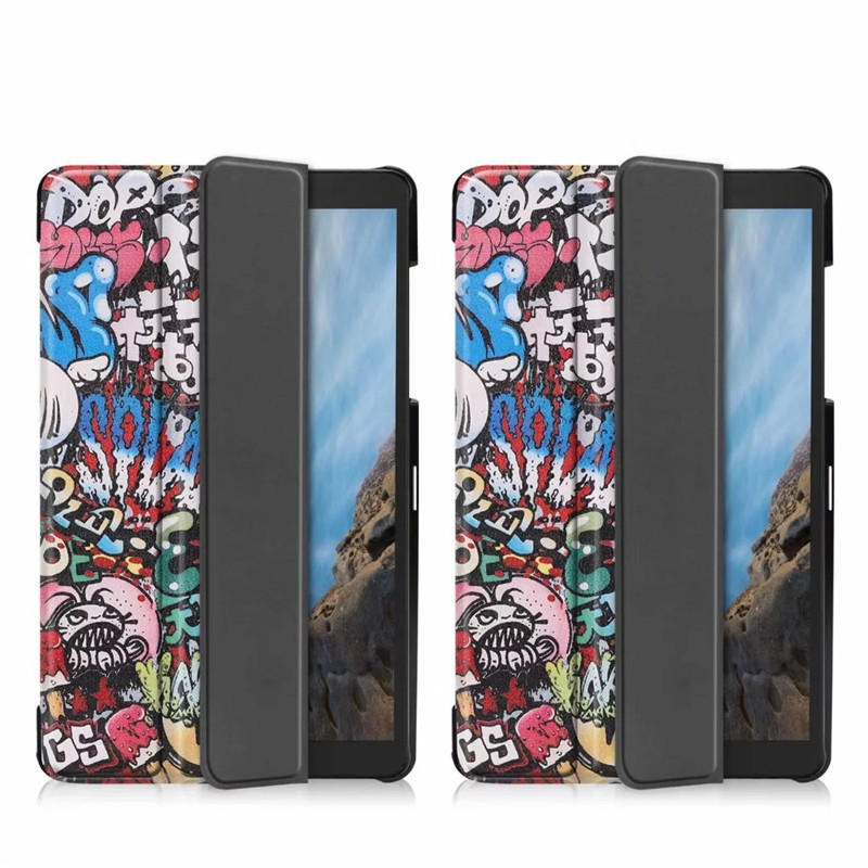 เคส Samsung Galaxy Tab A 8.0 (2019) SM-T290 SM-T295 SM-T297 #เคสฝาพับหนัง PU พิมพ์ลาย Pattern Printing Tri-fold Stand Leather Tablet Shell