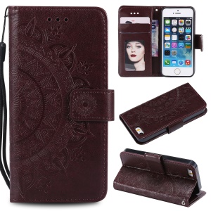 Case iPhone 5/5S/SE #เคสฝาพับหนัง PU ปั้มลาย Imprint Mandala Flower