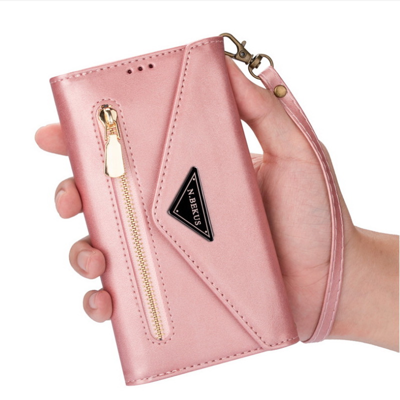 เคส Samsung Galaxy S21+ #เคสฝาพับแบบกระเป๋าสตางค์ช่องใส่บัตรหลายช่องพร้อมสายคล้อง Multi-slot Wallet Zippered Envelope Flip Leather