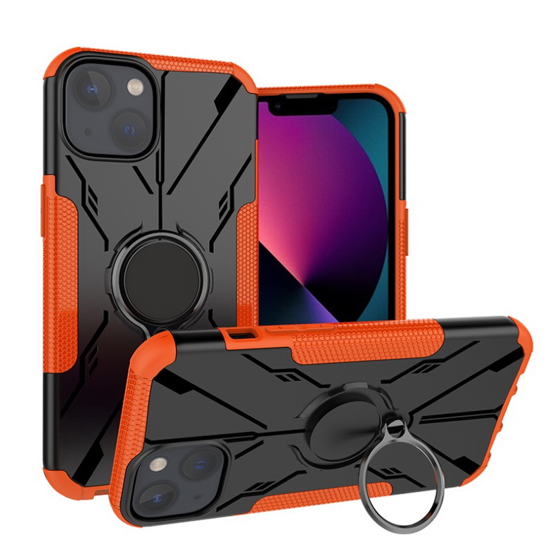 Case iPhone 13 #เคสฝาหลังกันลื่น Luxury Hybrid Armor Shockproof Phone Case Car Magnetic Ring Holder Stand Cover มีแหวนสวมนิ้ว