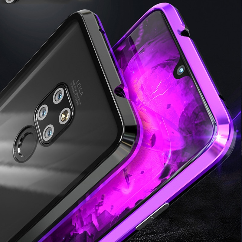 Case Huawei Mate 20 #เคสกรอบโลหะที่ถอดออกได้ติดแม่เหล็ก + แผ่นด้านหลังกระจกนิรภัยคุณภาพดี