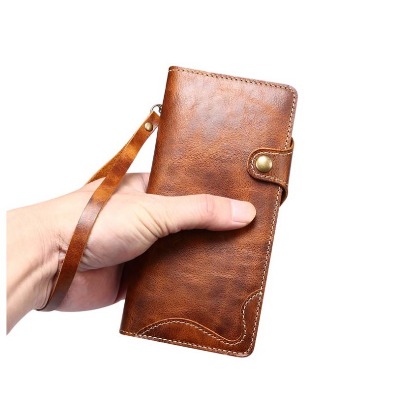 Case Samsung Galaxy S22+ 5G #เคสฝาพับหนังแท้พร้อมสายคล้อง Genuine Wallet Leather Phone Cover with Lanyard