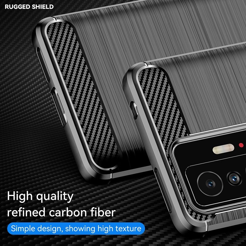 เคส Xiaomi 11T / 11T Pro#เคสฝาหลังตกแต่งคาร์บอนไฟเบอร์ ผิวขัดแปรง Brushered TPU Back Case