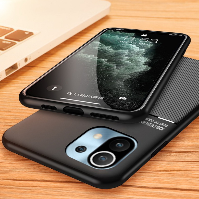 เคส Xiaomi Mi 11 #เคสแบบฝาหลัง TPU เคลือบหนัง PU สไตล์ธุรกิจที่เรียบง่ายมีแผ่นเหล็กในตัว Minimalist Business Style Leather Coated TPU Built-in metal magnetic plate