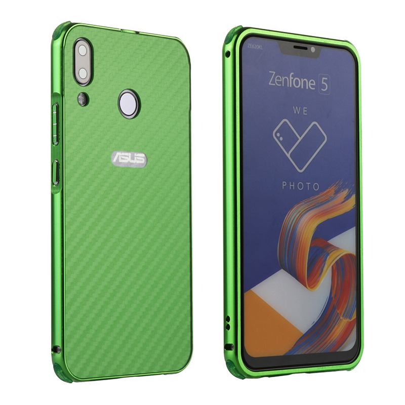 Case Asus Zenfone 5 ZE620KL / Zenfone 5Z ZS620KL #เคสฝาหลังกรอบโลหะ + ฝาหลังเลื่อนสไลด์ลายคาร์บอนไฟเบอร์
