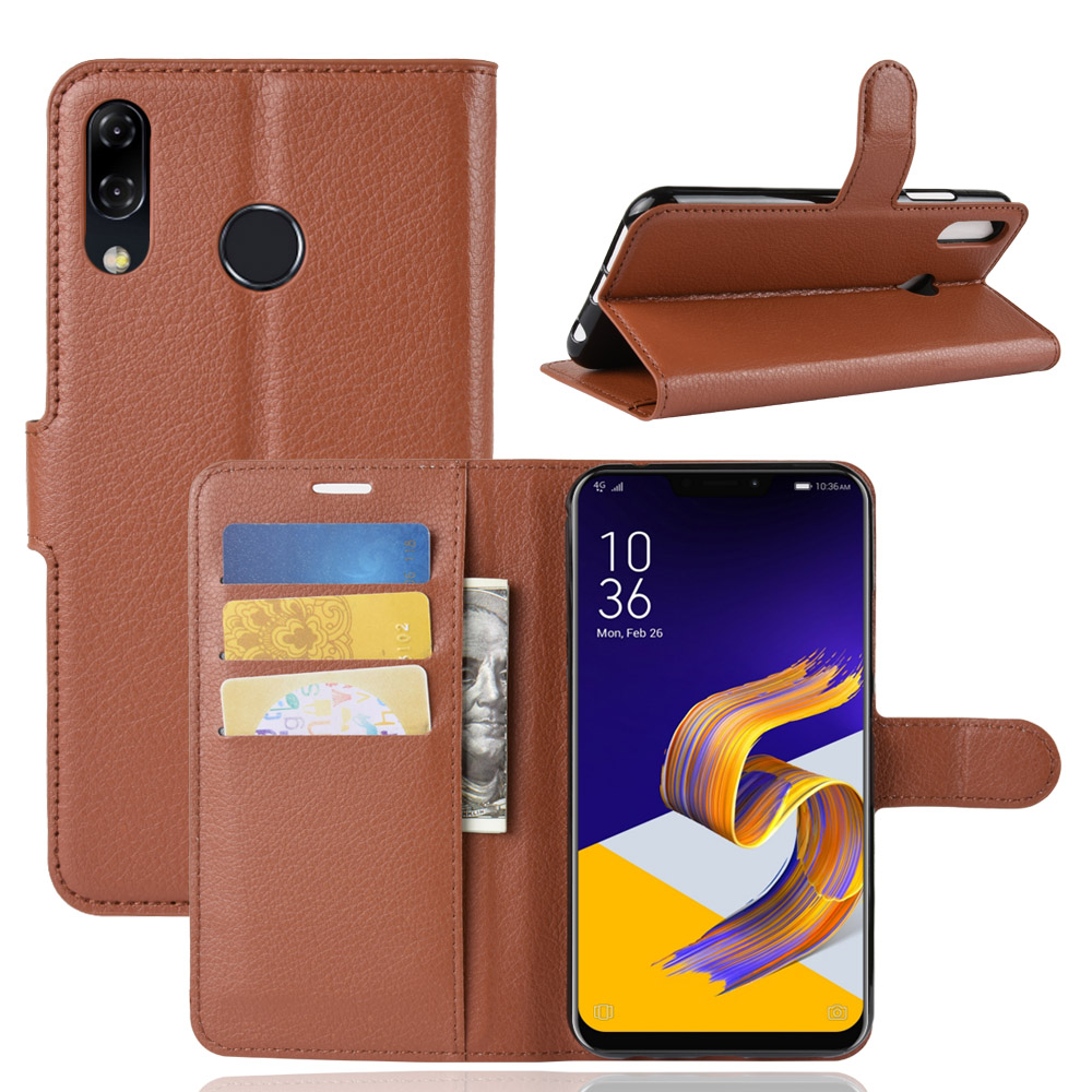 Case Asus Zenfone 5 ZE620KL / 5z ZS620KL #เคสฝาพับสไตล์กระเป๋าสตางค์หนัง PU ผิวลิ้นจี่สีสันสวยงามทันสมัย