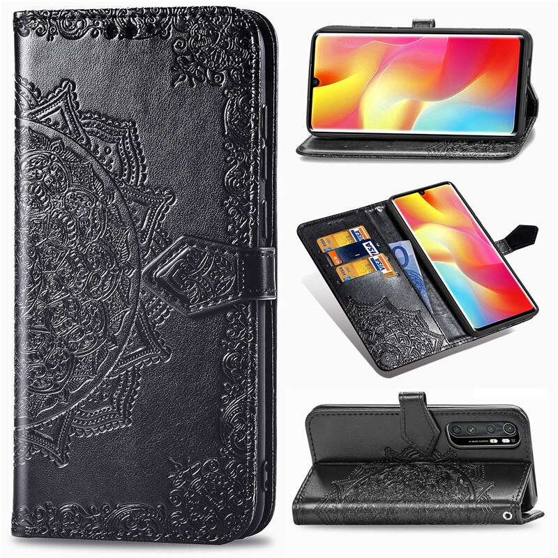 Case Xiaomi Mi Note 10 Lite #เคสฝาพับหนัง PU ผิวลายนูน Embossed Mandala Flower Leather Wallet