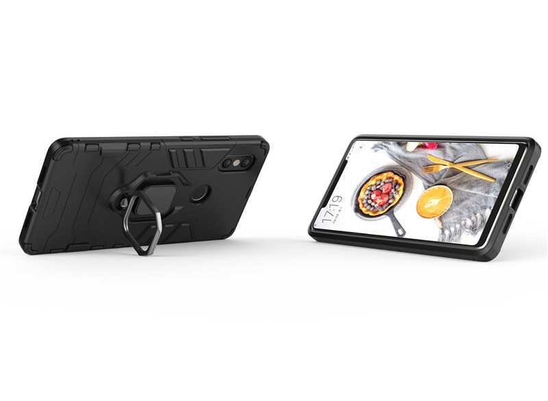 เคส Xiaomi Redmi Note 6 Pro #เคสฝาหลังพลาสติกแข็ง +TPU Hybrid Case มีแหวนสวมนิ้วโลหะ