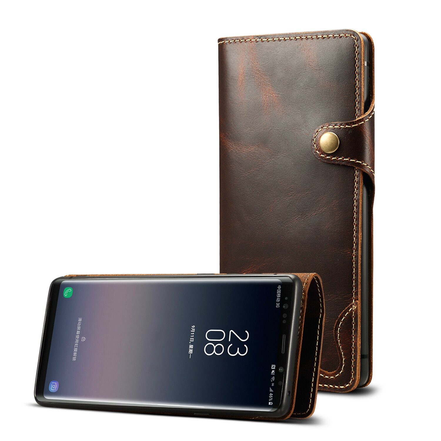 เคส iPhone 12 / 12 Pro #เคสฝาพับหนังแท้พร้อมสายคล้อง Genuine Wallet Leather Phone Cover with Lanyard