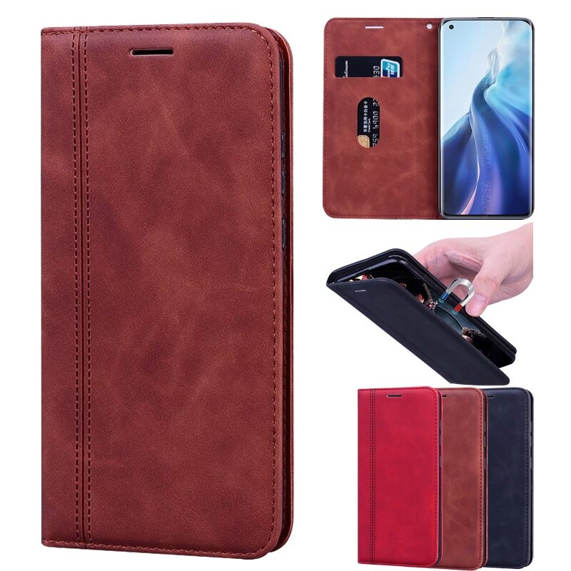 เคส Xiaomi Mi 11 #เคสฝาพับแบบกระเป๋าสตางค์ Magnetic Flip Wallet Bracket Leather Lattice TPU Phone Case