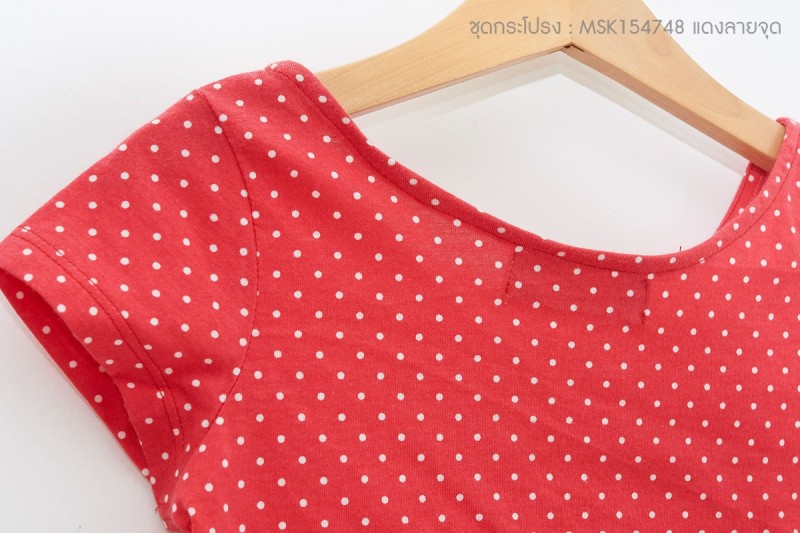 ชุดกระโปรงเด็กหญิง สีแดงจุดขาว