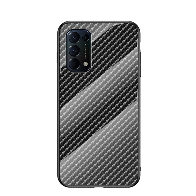 เคส OPPO Reno 6Z 5G #เคสฝาหลัง Gradient Color ลายคาร์บอนไฟเบอร์ Carbon fiber texture Glass Hybrid Soft Silicone Cover (สินค้าตัวอย่างสินค้าจริงตรงตามรุ่น)
