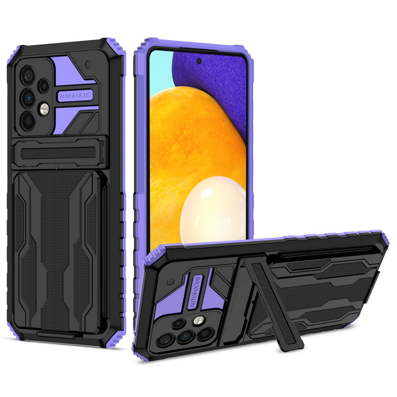 เคส Samsung Galaxy A13 4G #เคสฝาหลังพลาสติกไฮบริดกันกระแทกมีช่องเก็บบัตร TPU Anti Shock Card Slot Shell Armor Case