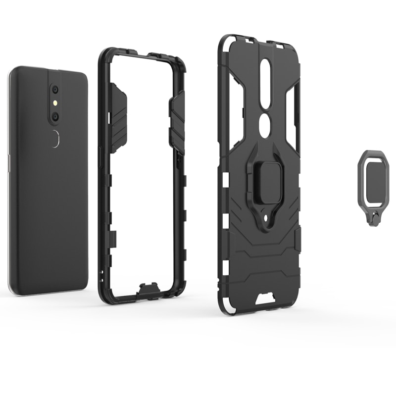 เคส OPPO F11 Pro #เคสฝาหลังพลาสติกแข็ง +TPU Hybrid Case มีแหวนสวมนิ้วโลหะ (สินค้าพร้อมส่ง)