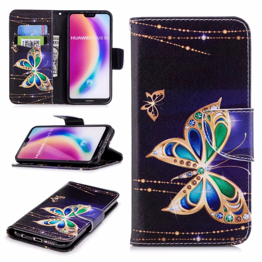 Case Huawei P20 Lite/Nova 3e #เคสฝาพับสไตล์กระเป๋าสตางค์พิมพ์ลายสวยๆ Pattern Printing Magnetic Leather