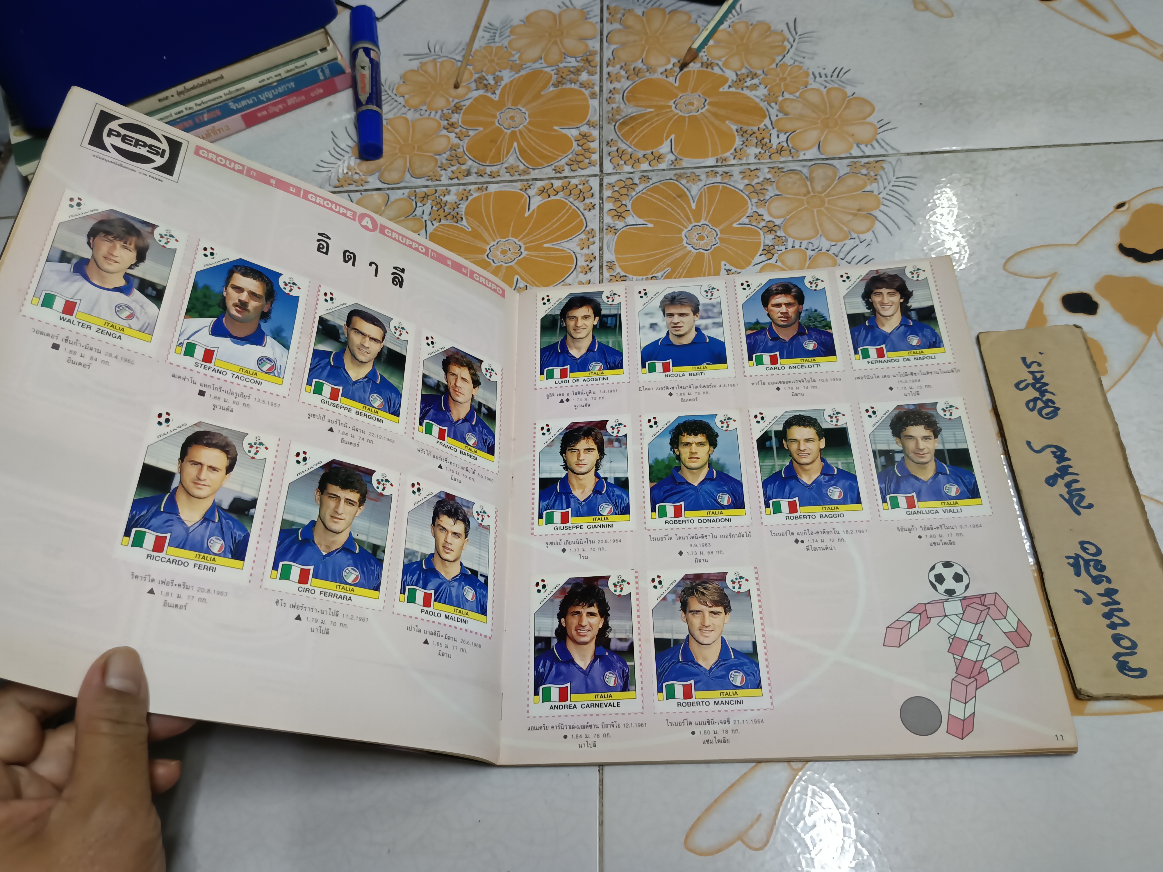 สมุดสะสมสติ๊กเกอร์ Italia World Cup 1990 ของ PANINI สติ๊กเกอร์ขาด 1 ใบ จาก 268 ใบ **สินค้าหมด**
