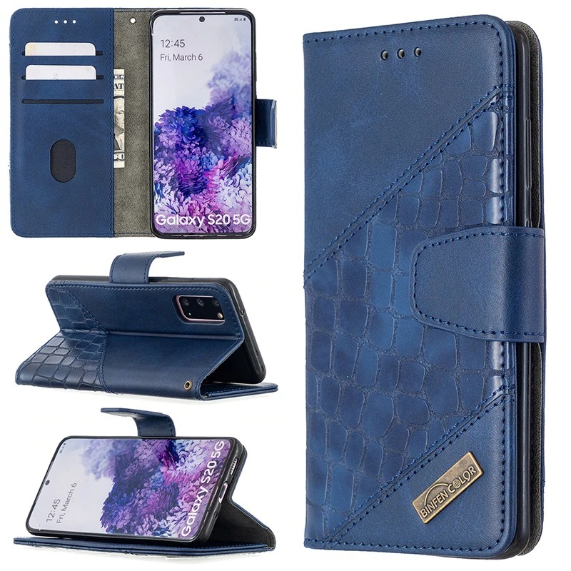 เคส Samsung Galaxy A51 #เคสฝาพับหนัง PU ลายนูนมีช่องเสียบบัตร Luxury Crocodile Texture Wallet Emboss Leather Stand Phone Case
