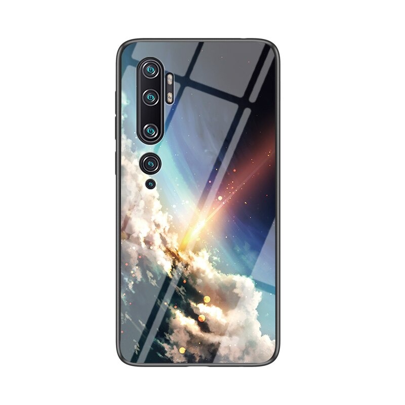 เคส Xiaomi Mi Note 10 Pro #เคสฝาหลัง Gradient Color Glass + PC + TPU Hybrid Case