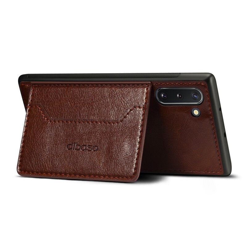 Case Samsung Galaxy Note 10 #เคสฝาหลัง TPU เคลือบหนัง PU Crazy Horse Leather Coated PC + TPU Hybrid