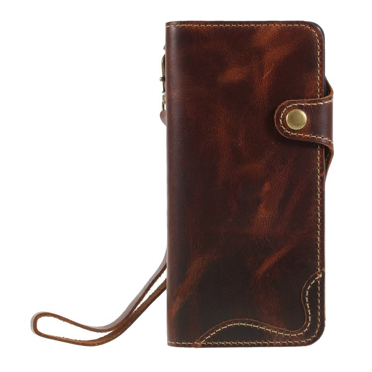 Case Samsung Galaxy S10+ #เคสฝาพับหนังแท้พร้อมสายคล้อง Genuine Wallet Leather Phone Cover with Lanyard