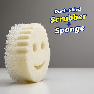 [Scrub Daddy] Scrub Mommy Dye Free Dual-Sided Scrubber+Sponge ฟองน้ำทำความสะอาดอเนกประสงค์ ฟองน้ำหน้ายิ้มสีขาว