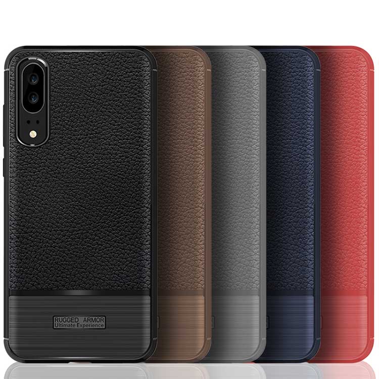 เคส Huawei P20 #เคสฝาหลัง TPU นิ่มผิวลิ้นจี่กันลื่นคุณภาพดีราคาถูก