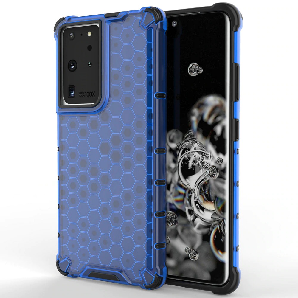 เคส Samsung Galaxy S21 Ultra #เคสฝาหลังกันกระแทก Honeycomb Shock Absorber TPU + PC + Silicone Hybrid